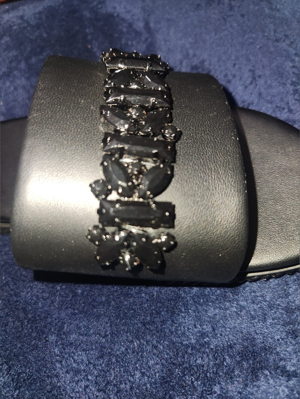 Karl Lagerfeld Black Jeweled Slide Sandals
